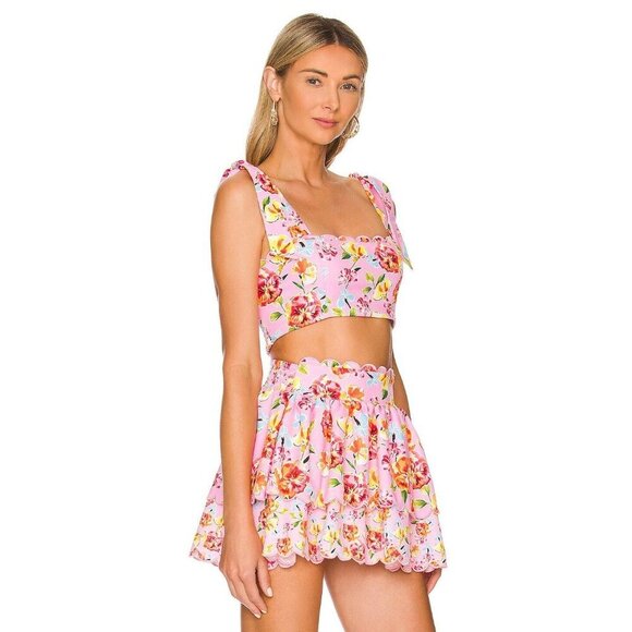 Agua Bendita Rhea Top and Skirt Pink Blossom Womens Size Large - Picture 3 of 12